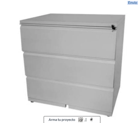 Archivador Horizontal 3 Gavetas 102x90x50cm Gris