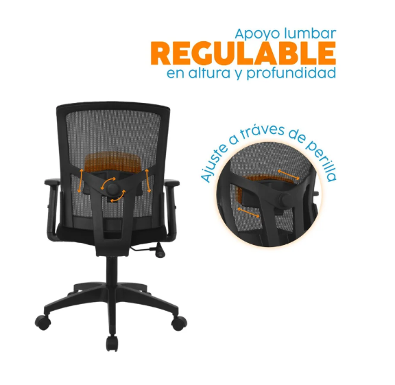 Silla Escritorio Ergonomica Negro Delphi - Imagen 3