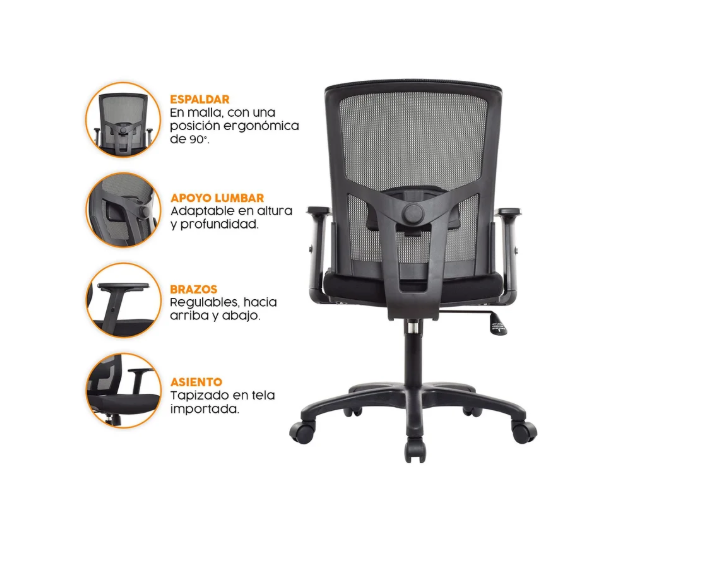 Silla Escritorio Ergonomica Negro Delphi - Imagen 5