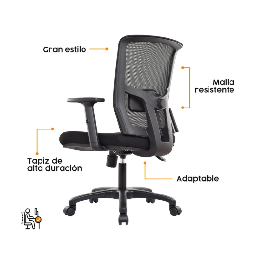 Silla Escritorio Ergonomica Negro Delphi - Imagen 7